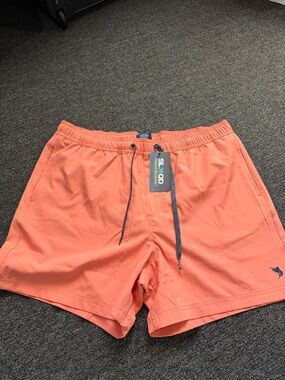 Salt Life Men's Coral-Orange Swim Trunks with Drawstring